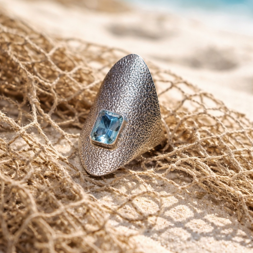Unique Blue Topaz Ring